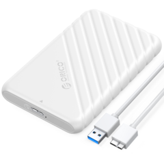 오리코 2.5인치 SATA 케이스 USB/Type-C WD/삼성전자/씨게이트 HDD/SSD 겸용식의 6TB저장용량 25PW1, 흰색*1, USB3.0-Micro-B-5Gbps(30CM)