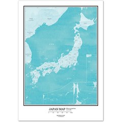 일본 지도 인테리어용 미니멀 심플 A3사이즈 제과 과자점 베이커리 카페 가게
