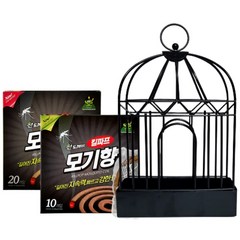 태우는 모기향 케이스 스탠드형 거치대 홀더 + 산도깨비 킬파프 모기향, 블랙 + 모기향 20매입