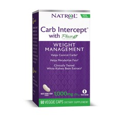 Natrol 화이트 키드니 빈 카브 인터셉트 With 페이즈 2 웨이트 매니지먼트 1000mg 캡슐, 60정, 1개