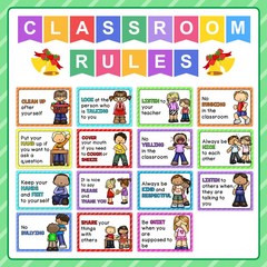 Classroom Rules 영어 포스터 A4 빅 카드 유치원 유아교육 플라스틱 좋은 매너 교실 벽 장식 교육용 포스터 어린이 장난감, Version 3