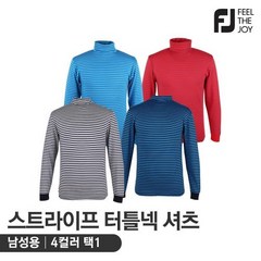 풋조이 남성 스트라이프 터틀넥 셔츠 [4컬러], L, 34270 블루/카키