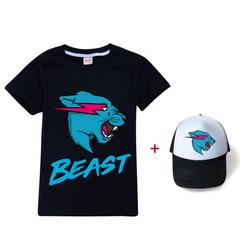Mr Beast Lightning 어린이 반팔 면티셔츠 모자 포함