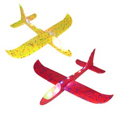 LED 스티로폼 에어 글라이더 비행기 장난감 행글라이더 캠핑장놀이 공원 동력 2개입, LED비행기 2P(빨강+노랑)