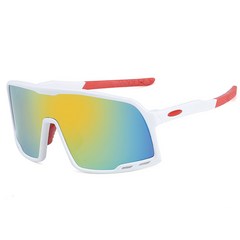 2020 남성 선글라스 라이딩안경 스포츠 아웃도어 선글라스 바람막이 선글라스 9321 고글, 흰색과빨간색프레임골드필름