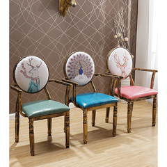 유럽 빈티지 구제 의자 체어 인테리어 가구 소품 복고풍 디자인, 별 - 브라운, 1개