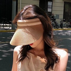 네모라마 여자 썬캡 밀짚 라탄 햇빛 차단 가리개 모자