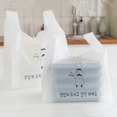 배달 포장 비닐봉투 도시락 돈가스 귀여운 주방장 35호(35x52+12) 200장, 35L