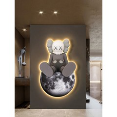 KAWS 카우스 피규어 에디션 스태츄 그림 액자 아트토이 kaws 카페 거실 LED 장식, 폭 38×높이 60 cm, 스크래치방지 크리스탈(조명없음), 우주인 인형 A형