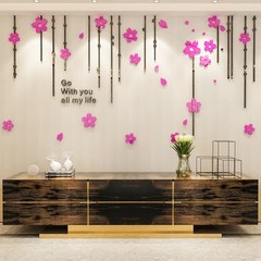 아크릴 스티커 3D 입체 포인트 시트지 벽장식 카페 집꾸미기 인테리어 세계지도외 28종, 10_꽃비(핑크+블랙)중형