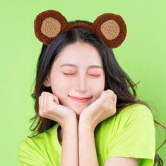 곰돌이머리띠 곰귀모양 놀이동산 동물 파티 머리띠, 단품