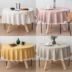비텐 북유럽 원형 방수 식탁보 식탁매트 레이스 테이블보, 180, 핑크