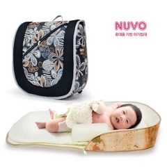 NUVO [NUVO] 휴대용 아기 가방 침대 및 기저귀가방 누보백 백팩 블랙플라워, 선택완료