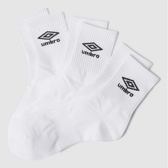 [국내백화점판] UMBRO 엄브로 로고 미드 삭스 남녀공용 에센셜 양말 3종 세트 화이트