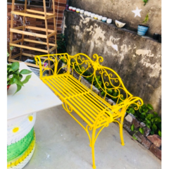 야외벤치 공원 철제 정원 테라스 벤치 소파 의자, 노란색 의자 (쿠션 없음)_단일