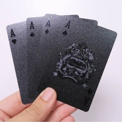 물에 젖지 않는 블랙 골드 포커카드 고급 플라스틱 트럼프 카드 게임 마술 플레잉카드, 올블랙