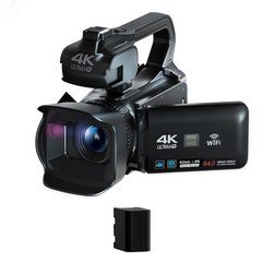 YouTube 촬영용 4K UHD 64MP 스트리밍 비디오 카메라 캠코터 배터리 추가, 4K카메라(기본) + RX200 배터리