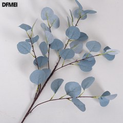 DFMEI 유갈리 사과잎 모사 돈풀에 젤라틴 웨딩 장식 꽃꽂이 유칼립투스 잎 가지 녹식식물 모조품, 연한 남색의