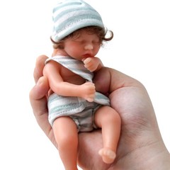 리본돌 베렝구어 신생아 인형 미니 인형 아기 인형 전신 실리콘 현실적인 인공 부드러운 장난감 뿌리 머리 선물 26, 없음