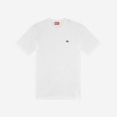 [정품] 디젤 T-저스트-도벌-PJ 오발 D 패치 티셔츠 화이트 Diesel T-Just-Doval-PJ T-Shirt with Oval Patch White