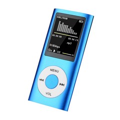 MP3 USB 충전식 녹음 그림 탐색 다국어 금속 내장 마이크 영화 감상 미니 휴대용 MP4 플레이어, 파란색, 하나
