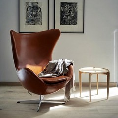 아르네야콥센 에그체어 egg chair 계란의자 북유럽 에그체어 캐주얼 소파, 의자, 수입 소가죽 브라운 의자, 1개