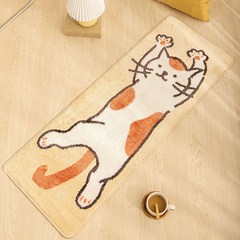 침대 소형 러그 귀여운 앙증맞은 고양이 카페트 베이지 일자 발매트, A