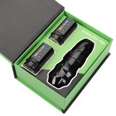 타투 EXO 문신 펜 2400 mAh 대용량 무선 듀얼 배터리 기계 시컨트 안개 올인원, 밝은 검은색 키트, 한개옵션1