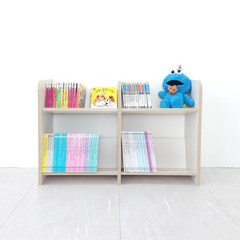 비노즈 유아 전면 아기 키즈 책장 2단 더블 화이트 DIY, 라운드 오픈책장 2단더블 화이트