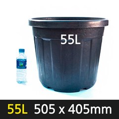 경량 플라스틱 원형화분 55L 검정 505 x 405mm 대형 노지화분