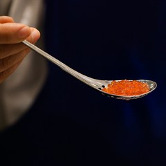 스테인리스강 캐비어 숟가락 새는 숟가락 알젓 트럼펫 숟가락 분자 요리 양식 요리사 실용 도구, 물고기 숟가락 50마리, 1개