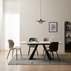 말론 6인용 포세린 세라믹 식탁 세트 1600 (의자4), 1600테이블, 링컨화이트, 루트베이지2+퍼니그린2