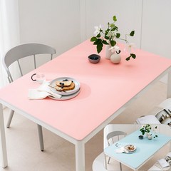 (14colors 11size) 롤로아 100% 방수 가죽 식탁보 테이블보, 80x80cm, 양면-9 (Pink+Skyblue)