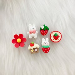 예세서리 신발 파츠 세트 딸기 토끼 6pcs