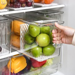 냉장고 음료칸 수납 정리함 정리 트레이 주방정리 반투명 투명 냉장고 정리 트레이 슬라이딩 정리함 수납함 음료분배기, W-37006 녹색 사분위, 1개, 1개