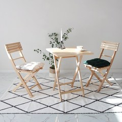 벤트리 원목 접이식 카페 테이블 베이직 세트 (테이블1+의자2) 2color, 내추럴 색상