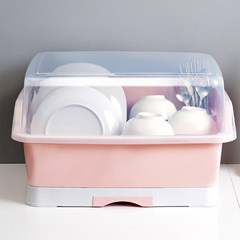 뚜껑형 이유식기보관함 유아 아기 젖병 보관함 컵 그릇 식기건조대 정리함 대형, 핑크 XL, 핑크