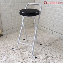 CuteQueen 귀여운여왕 강관 바 탁자 낚시 의자 바 의자 바 의자 높은 바 의자 발 높은 발 의자 카운터 의자 접이식 의자 75CM 65CM 소프트백 의자, 65cm 앉아 높은 흰색 검정, 1개