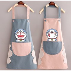 해외직구상품 도라에몽 캐릭터 주방용 포켓 스타일 패션 앞치마, 1개, 핑크 (민무늬)