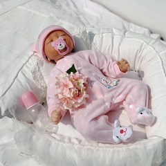 [당배]퍼스트패밀리 리본돌 베이비돌 애착인형 reborndoll 아기인형 핑크2 55cm