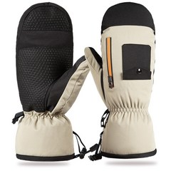 남녀공용 오리털 벙어리장갑 방수 방풍 스키장갑, M, YR003 크림 화이트