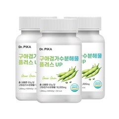 닥터피카 구아검가수분해물100% 프리바이오틱스 유산균 식약청인증 구아콩 차전자피 식물성 식이섬유, 3개, 60정