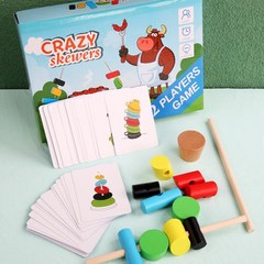 어린이용 꼬치만들기 놀이 원목교구 보드게임 식별 능력 균형 능력을 단련하는 장난감, 꼬치 만들기