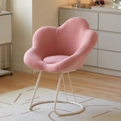 YISOKO 꽃잎 의자 메이크업 의자 등받이 소파 의자, 1개, 핑크