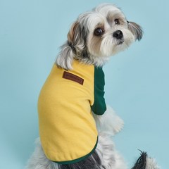 도그아이 강아지 나그랑 티셔츠, 옐로우(소매 카키)