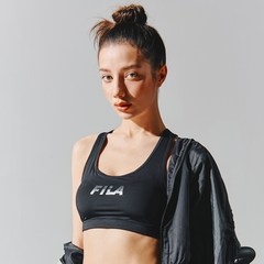 [휠라 언더웨어] FILA 휠라 <노와이어> 액티브 백메쉬 원포인트 브라탑 (BLK) 스포츠브라