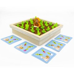 키즈토이 메모리 카드 미니 텃밭 당근 뽑기 원목 놀이 세트, 혼합 색상