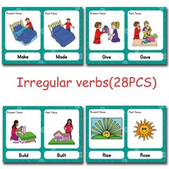 9 Groups 영어 문법 몬테소리 영어 단어 포켓 플래시 카드 영어 교육용 장난감을 배우는 아이들, Irregular Verbs