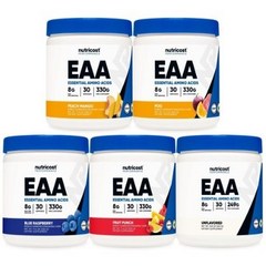 뉴트리코스트 EAA 이에이에이 BCAA 함유 330g 5 가지 맛 필수 아미노산 보충제, POG, 50스틱