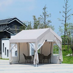 캐노피 천막 텐트 몽골 캠핑 야외용 포장마차 옥상 테라스 바람막이, 기본타입(프레임+천장천막), 옆천막없음